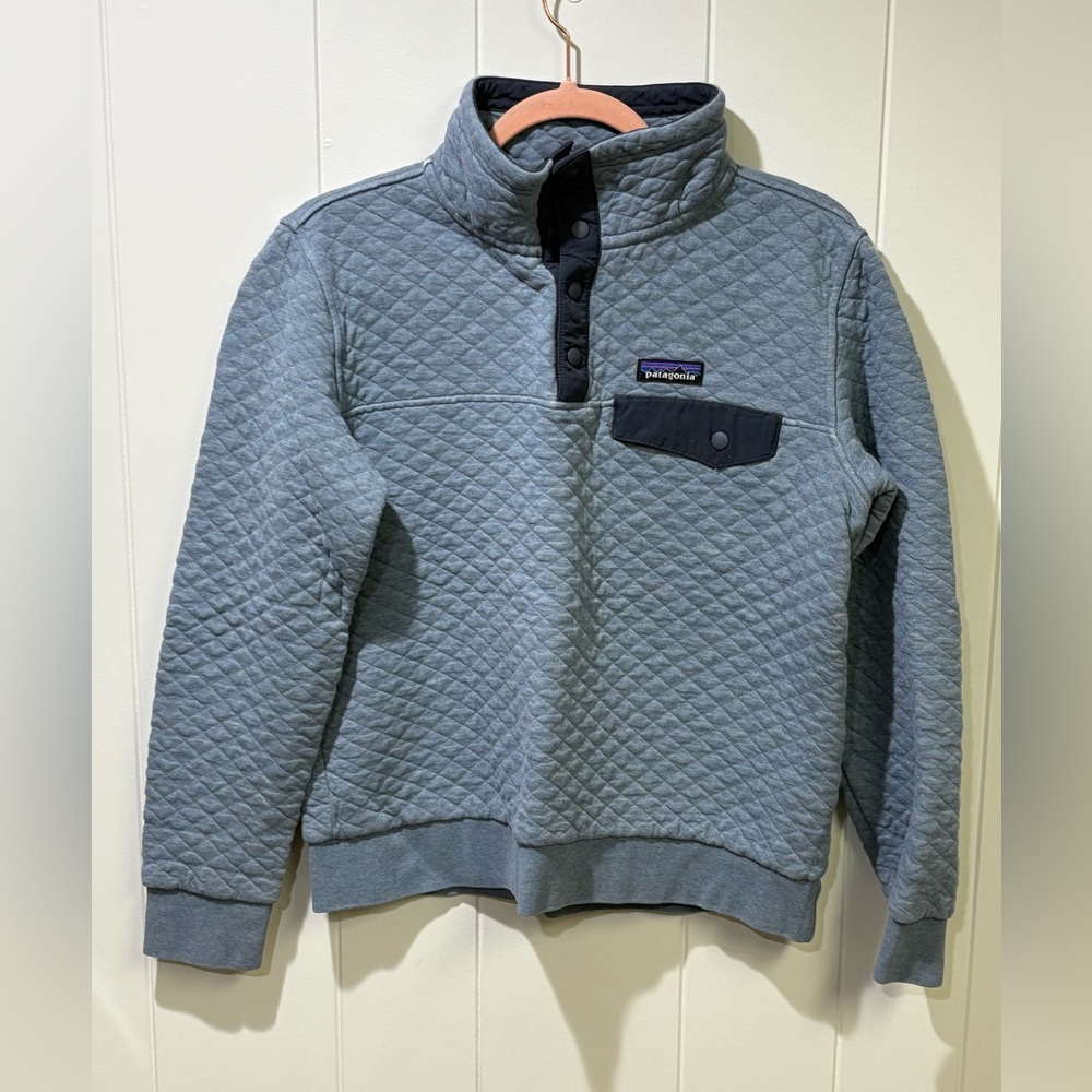 Gray Quilted Pullover with Button Detail